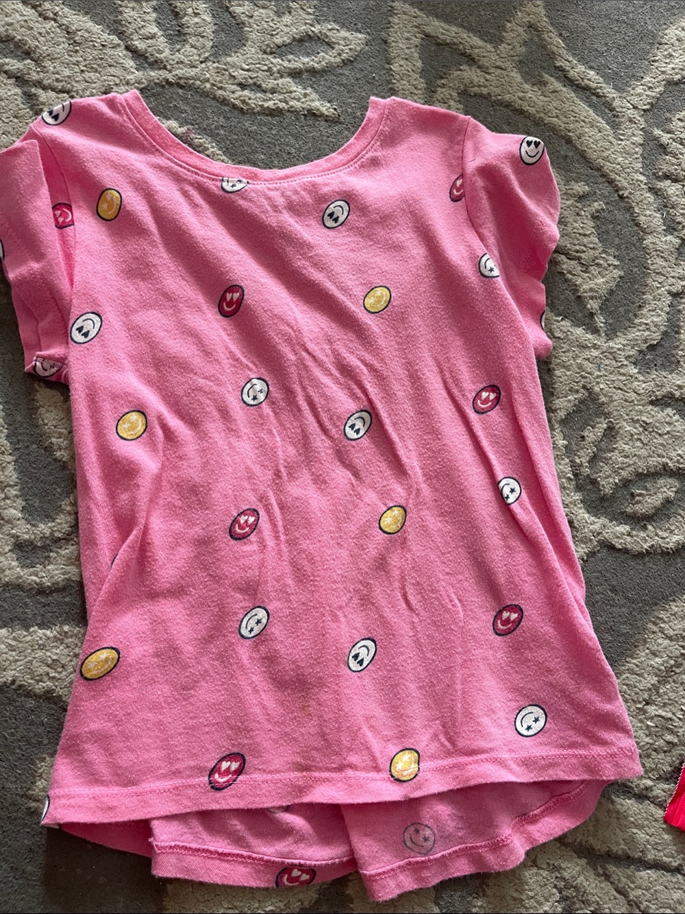 Old Navy Pink Short Sleeve Tee with Smiley Dot Prints